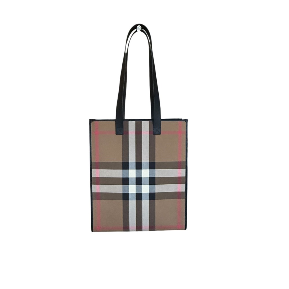 Burberry Classic Check Print Book Tote Bag,‎ Fabric & Leather, 8084551